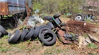 Scrap Pile/Tires East of Semi Trailer
