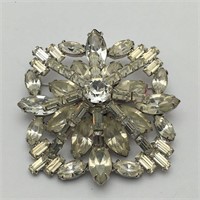 Weiss Silver Tone Brooch W Rhinestones