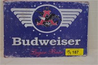 Budweiser Lager Metal Sign 12x8