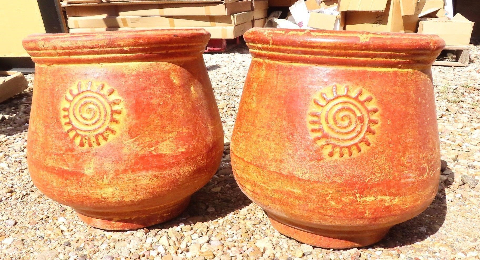 (2) Clay Pots for Plants, 14"x15"