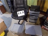 Chair, 2 Cabinets, Plastic Organizer