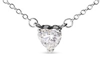 14k Wgold Heart 1.00ct Diamond Solitaire Necklace