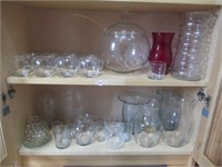 (2) Shelves includes various glassware, punch