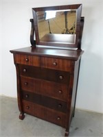 Antique Empire Style Chest of /Drawers with Mirror