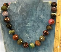 20" faceted stone bead necklace, beads are 1/2" di