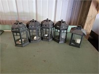 5 black metal tea light lanterns