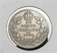 Canada 1934 10c Silver George V