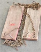 Pair vintage wooden swings with chains