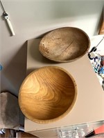 2 Primitive Wood Bowls