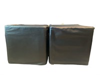 A Pr Of Black IKEA Foot Stools, Faux Leather