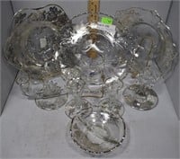Silver overlay crystal including center bowls, cak