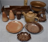 Frankoma Brown ware - 10 pcs - including footed bo