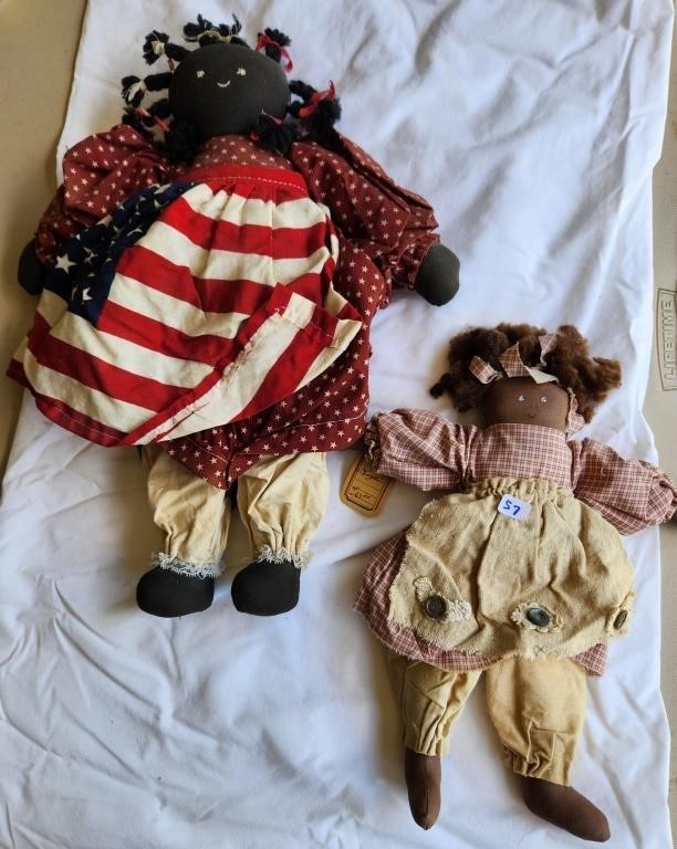 Two handmade Americana dolls