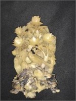 Vintage Soapstone Carving Bird in Flowers