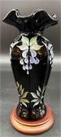 Fenton Hp Ebony Ruffle Vase #830 By K Brightbill