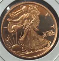 1 oz fine copper coin walking Liberty just