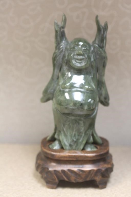 Chinese Jade Buddha on Stand