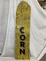 VINTAGE 29 INCH  PAINTED CORN METAL ADV.SIGN FROM
