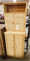 Lot # 4003 - Wicker two door cabinet and hanging