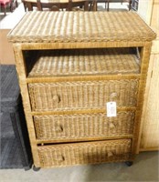 Lot # 4004 - Wicker three drawer chest with