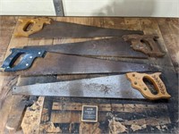 Vintage Wooden Handled 22" Hand Saws