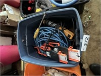 LARGE TOTE OF EXTENSION CORDS AND MORE