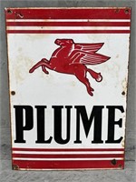 Original PLUME Petrol Pump Enamel Sign - 360 x