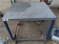 Metal Table on Castors with Transfer Rollers