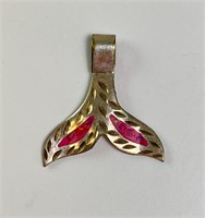 Vintage Sterling "Opal" Taxco Whale Tail Pendant