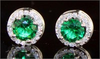 Round Brilliant 1.50 ct Emerald Halo Earrings