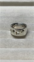Sterling Silver 925 Heavy Band Ring With 5 Cut Out