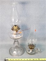Vintage Kerosene Finger Lamp & 19" Lamp