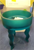 Art Glass Frosted Teal Blue New