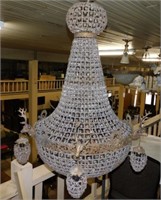 Very Large Stag Head Beaded Crystal Chandelier.