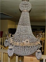 Very Large Stag Head Beaded Crystal Chandelier.