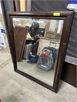 LARGE WOOD FRAMED WALL MIRROR