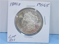 1881s Morgan Silver Dollar, MS-65