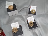 Lot of 4 Danbury Mint Gold Plated Ornaments