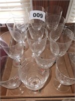 FLAT FOSTORIA FOOTED ETCHED GLASSES