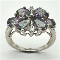 SILVER MYSTIC TOPAZ(3.4CT) RHODIUM PLATED  RING