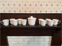 White cups and bowl with cover