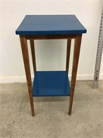Beautiful Wood Side Table / Plant Stand with Blue