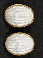 Monet- white earrings with goldtone accent