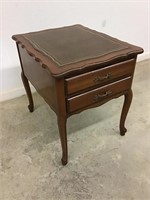 Lovely Leather Top End Table with 2 Drawers 20W x