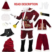 Velvet Santa Suit for Adults - 10 Pieces  XL