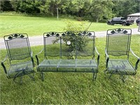 Outdoor Set - 2 Spinning Chairs and 1 Bench