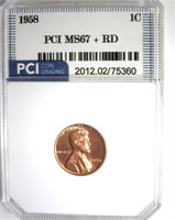 1958 Cent MS67+ RD LISTS $7500