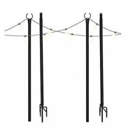 Metal String Light Pole with Hooks, 9FT - 2 Pack