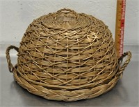 Wicker covered serving plate, see pics