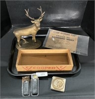 1980 Cast Iron Buck Deer, Cooper Cheese Box.